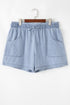 Pocketed Casual Drawstring High Waist Denim Shorts