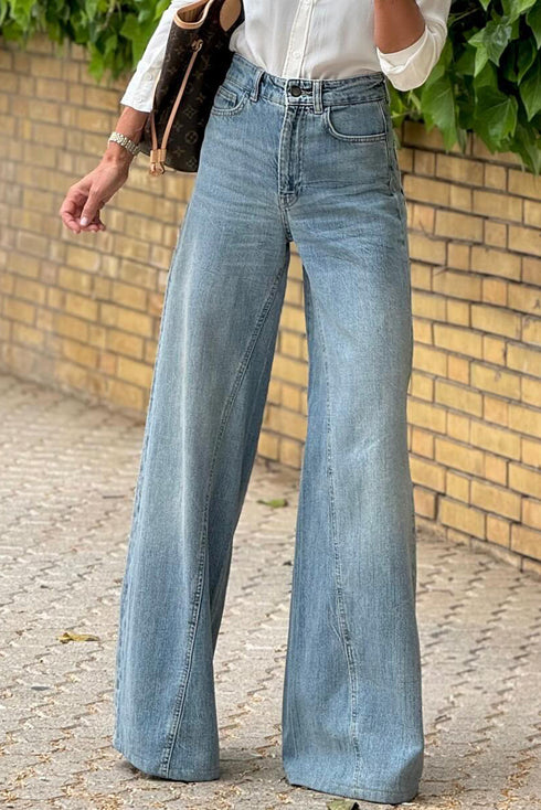 Acid Wash Denim Extra Wide Leg High Waist Jeans