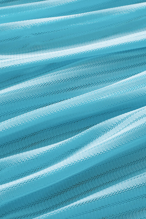 Ribbed Texture Blouson Fit Square Neck Tankini Top