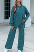 Striped Dropped Shoulder Long Sleeve Top Elastic Waist Pants Two Piece Pant Set