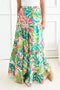 Bohemian Abstract Print High Waist Tiered Maxi Skirt