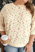 Polyester Elastane Floral Print Cuffs Hem Blouse