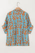 Abstract Ikat Print Short Sleeve Button Down Shirt