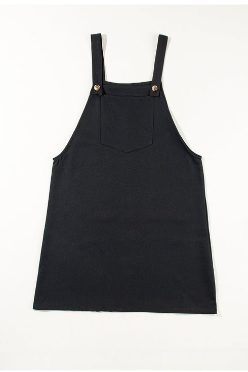 Minimalist Button Strap Pinafore Overall Dress