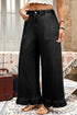 Elastic Waist Ruffled Wide Leg Denim Pants