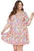 Floral Print Puff Sleeve Square Neck Babydoll Dress