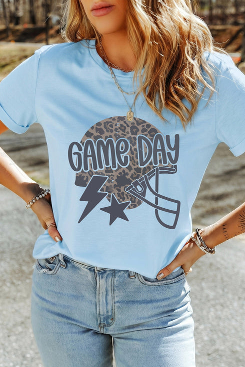 Leopard Print Lightning Star Helmet Graphic Tee