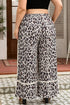 Exposed Seam Patched Pocket Leopard Wide Leg Bottoms