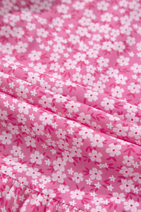 Floral Print Thin Strap Smocked Bodice Wide Leg Jumpsuit