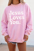 Jesus Loves You Polka Dot Trim Mock Neck Sweatshirt