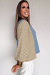 Striped Round Neck Shift Silhouette Long Sleeve Pullover Top