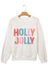 Applique Slogan Round Neck Long Sleeve Sweatshirt