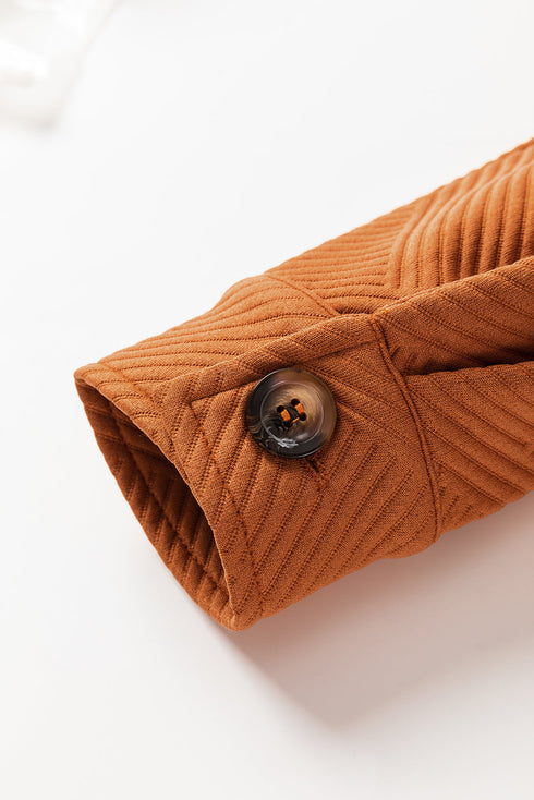 Flame Textured Drop Shoulder Buttoned Duster Coat