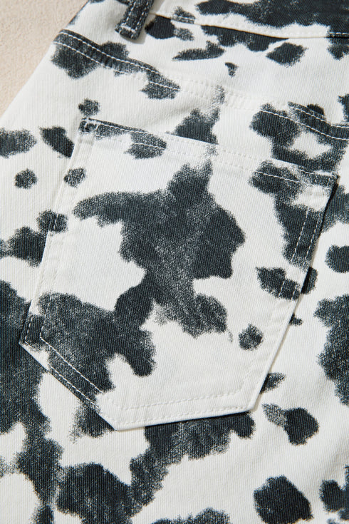 Abstract Print Metal Button Regular Fit Full Length Jeans