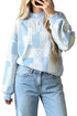 Patchwork Floral Print Mock Neck Long Sleeve Sweatshirt