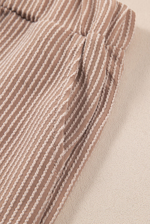 Textured Corded Sleeveless Pocketed Two Piece Shorts Set