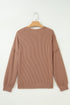 Leopard Print Ribbed Knit Corded Long Sleeve Top