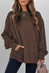 Textured Round Neck Drop Shoulder Pullover Sweatshirt