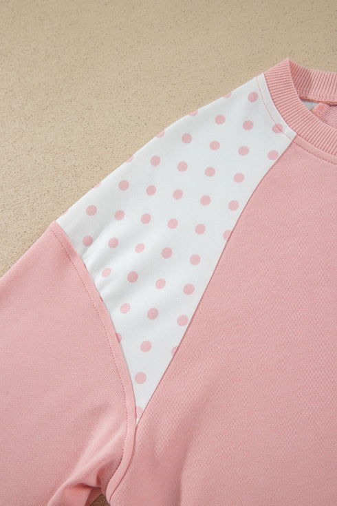 Polka Dot Patchwork Long Sleeve Pant Set