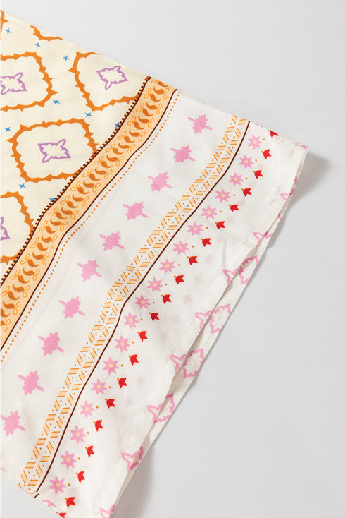 Bohemian Geometric Print Open Front Duster Kimono