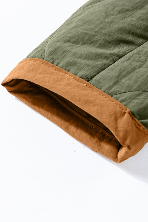 Chic Spliced Print Quilted Drawstring Jacket