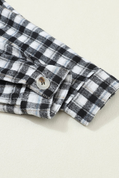 Casual Plaid Print Button Front Tunic Shacket