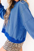 Striped Ribbed Cuff Hem Seam Long Sleeve Pullover Top
