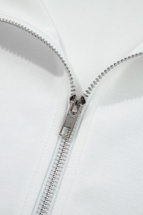 Casual Zip Up Knit Puff Sleeve Jacket