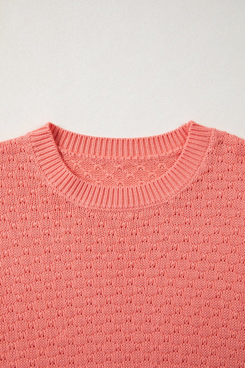 Drop Shoulder Ribbed Knit Long Sleeve Sweater