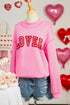 Lover Graphic Mock Neck Exposed Seam Pullover Sweatshirt