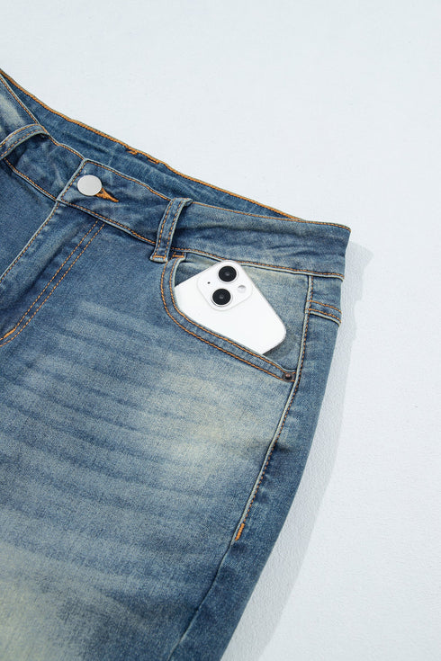 Pocket Detail Flare Leg Silhouette Denim Jeans
