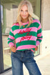 Polyester Striped Pattern Letter Embroidered Pullover Sweatshirt