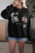 Gingham Patch Embroidered Rugby Print Stars Sweatshirt