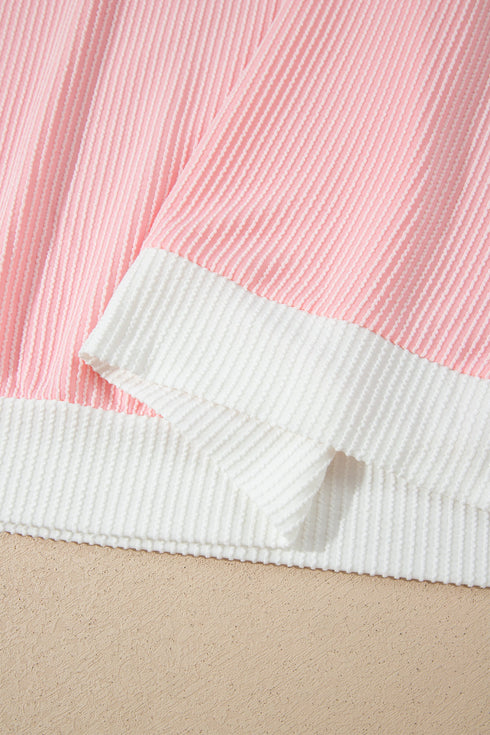 Ribbed Knit Long Sleeve Round Neck Top