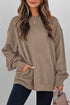 Textured Drop Shoulder Round Neck Pullover Sweatshirt