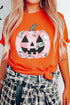 Patchwork Pumpkin Round Neck Short Sleeve Graphic Tee