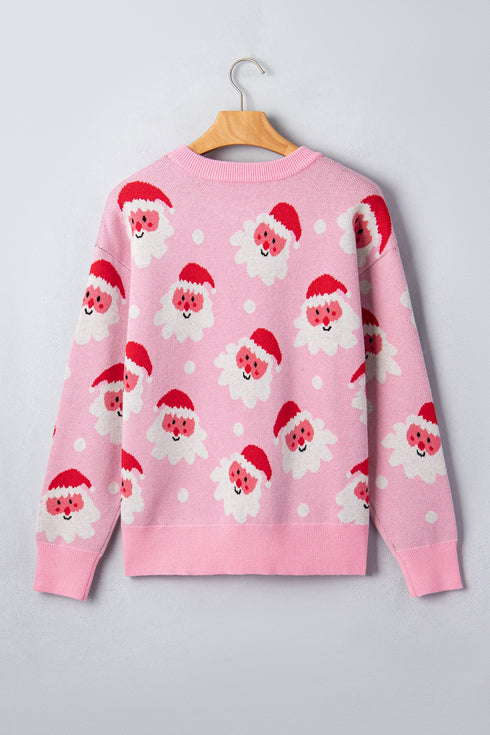 Cartoon Pattern Round Neck Dropped Shoulder Sweater
