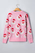 Cartoon Pattern Round Neck Dropped Shoulder Sweater