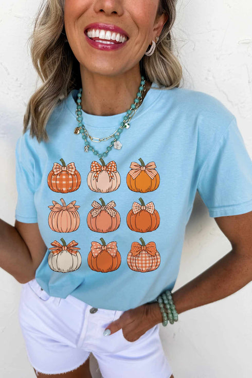 Multiple Pumpkin Print Graphic Pattern Statement Tee