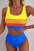 Sporty Color Block Tank Top High Waist Bikini Set