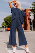 Textured Solid Loose Fit Wide Leg Pant Set