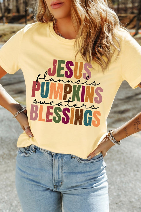 Slogan Printed Harvest Themed Graphic Statement Tee