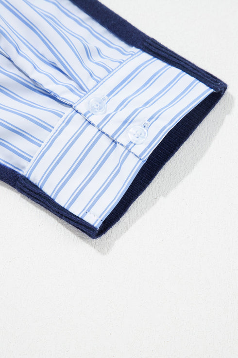 Drop Shoulder Long Sleeve Striped Pullover Sweater