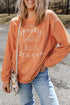 Spooky Embroidered Letter Graphic Corded Texture Sweatshirt