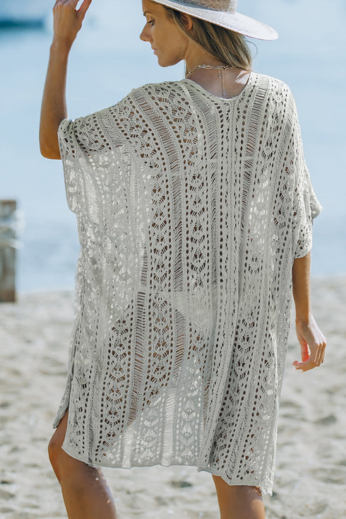 Bohemian Openwork Tassel Hem Swim Cover Up