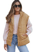 Oversized Stand Collar Zip Front Quilted Vest