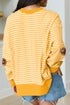 Sequin Pumpkin Face Stripe Split Side Long Sleeve Tee