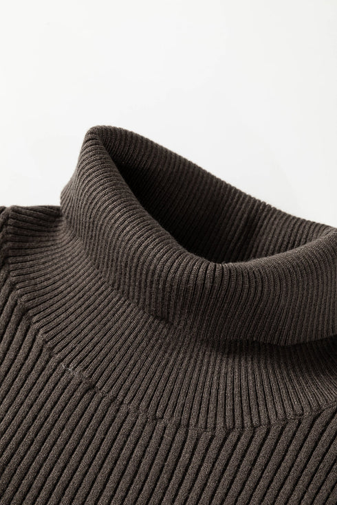 Western Ribbed Knit High Neck Slim Fit Sweater Vest