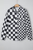 Checkered Print Flap Pocket Button Front Shacket