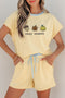 Embroidered Graphic Relaxed Two Piece Short Set